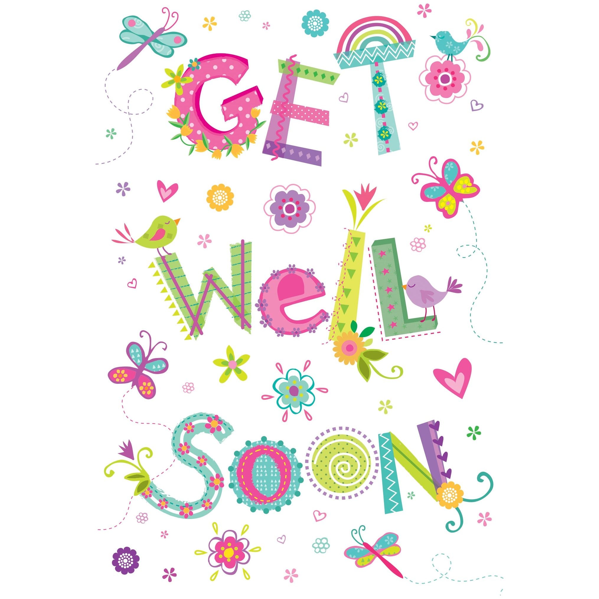 Get Well Card Colorful Text - Cardmore